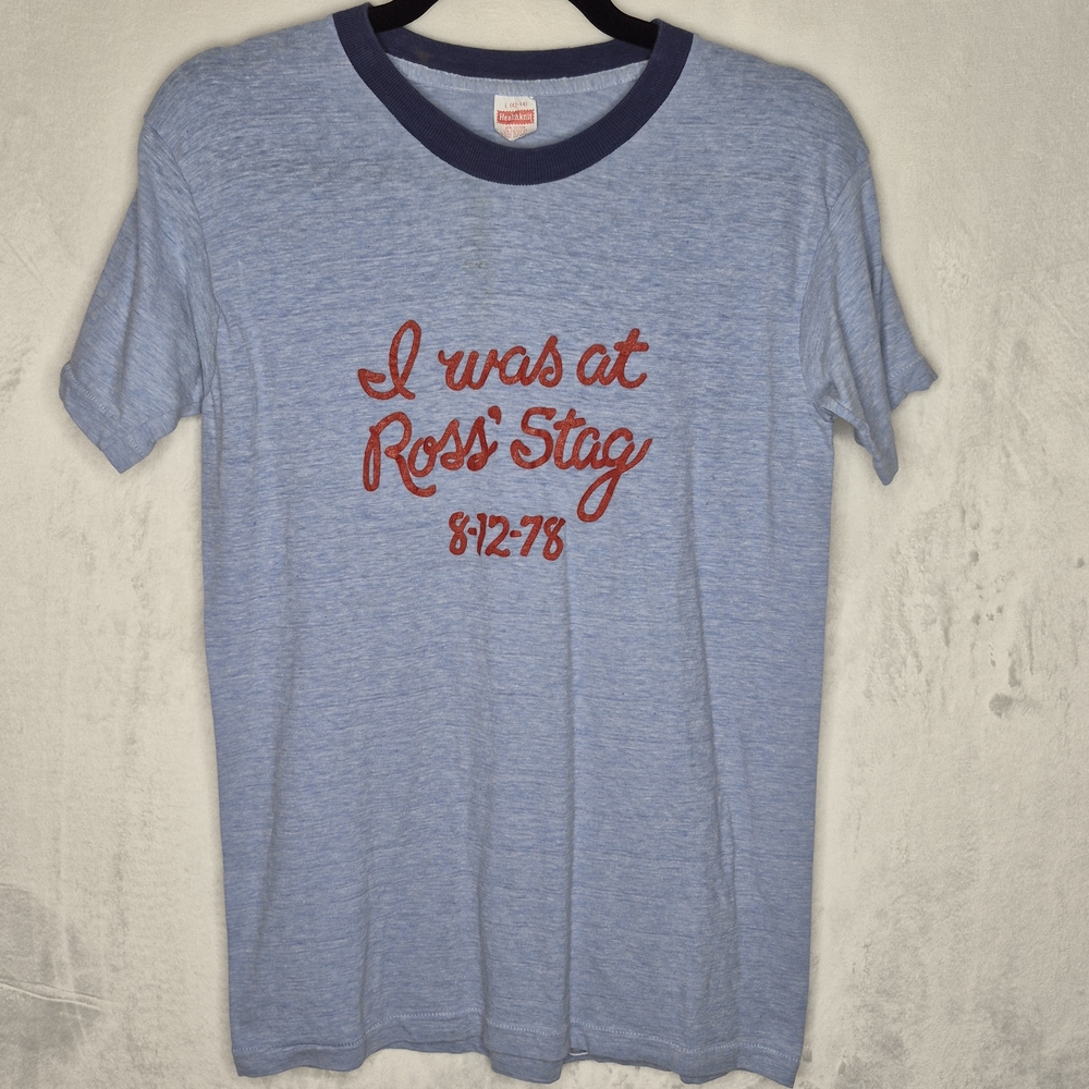 Vintage 70s Healthknit Ross's Stag T‎ Shirt Size Large